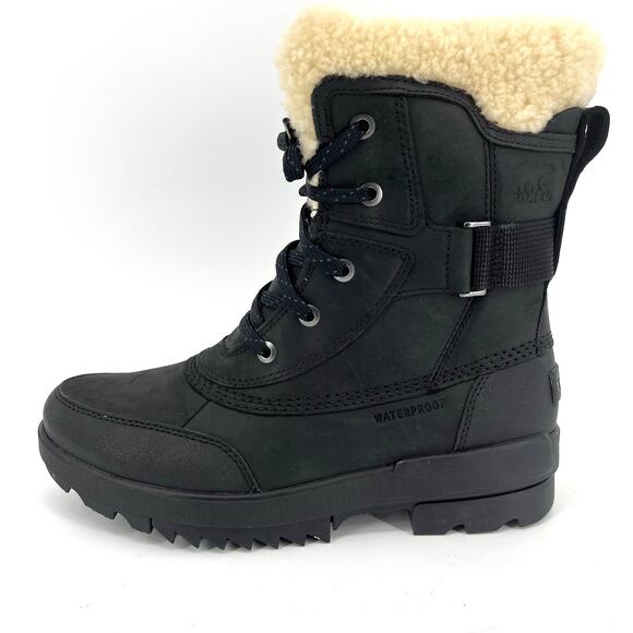 Sorel Women's NEW Black 8.5 TIVOLI IV PARC Leather Shearling Winter Boots - Picture 1 of 9